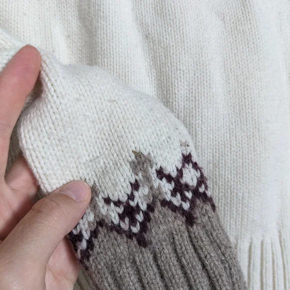 Boden Cream & Brown Fair Isle Wool Cardigan - Picture 5 of 9